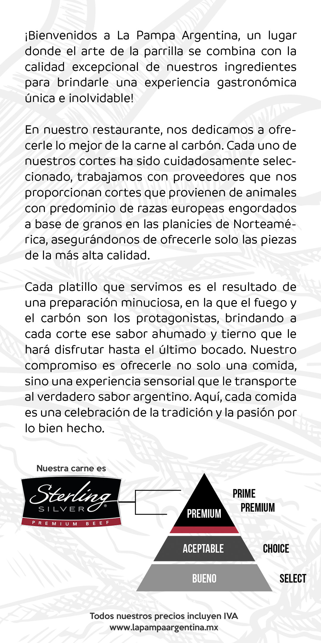 Menu La Pampa Argentina