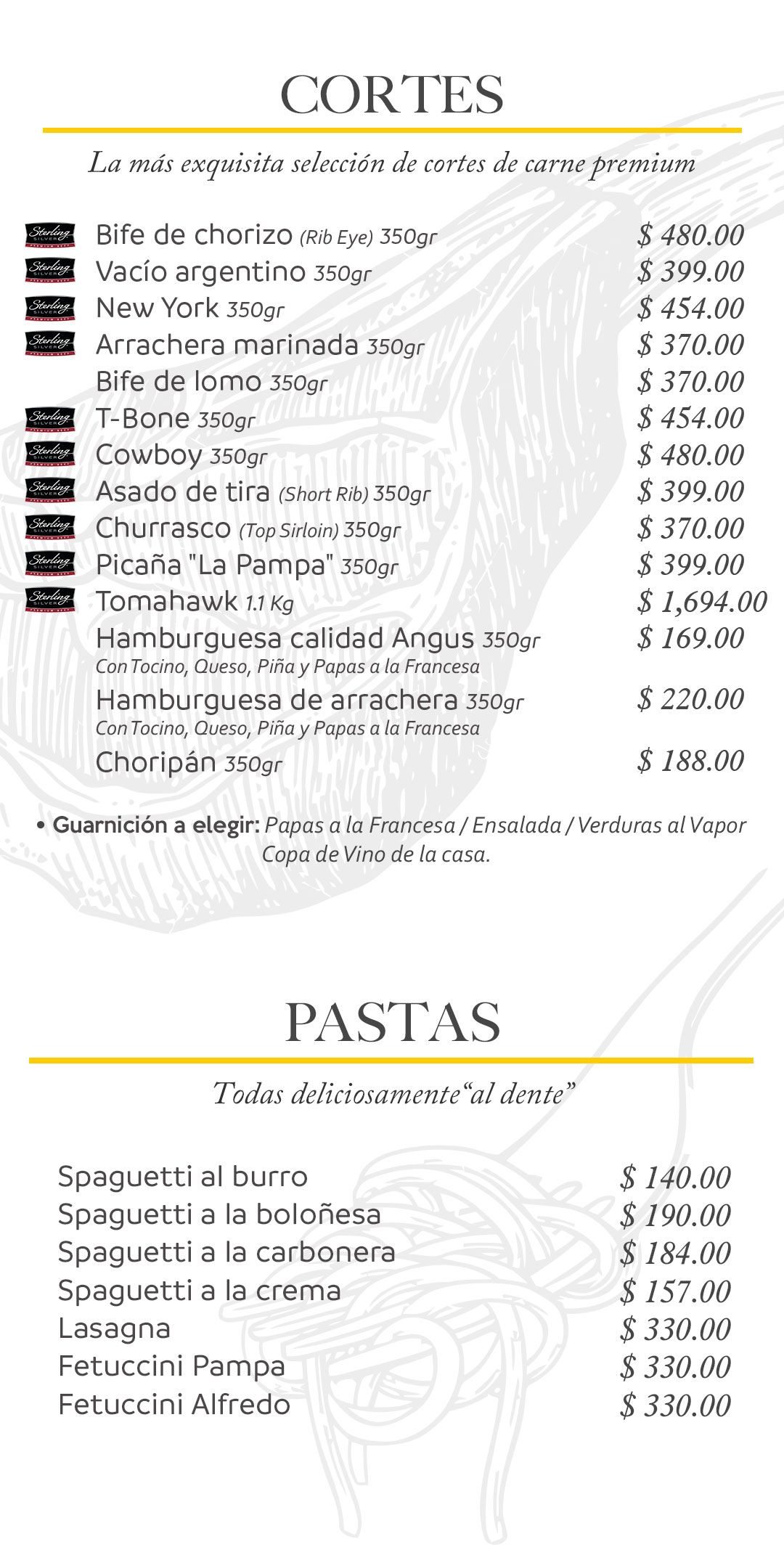 Menu La Pampa Argentina