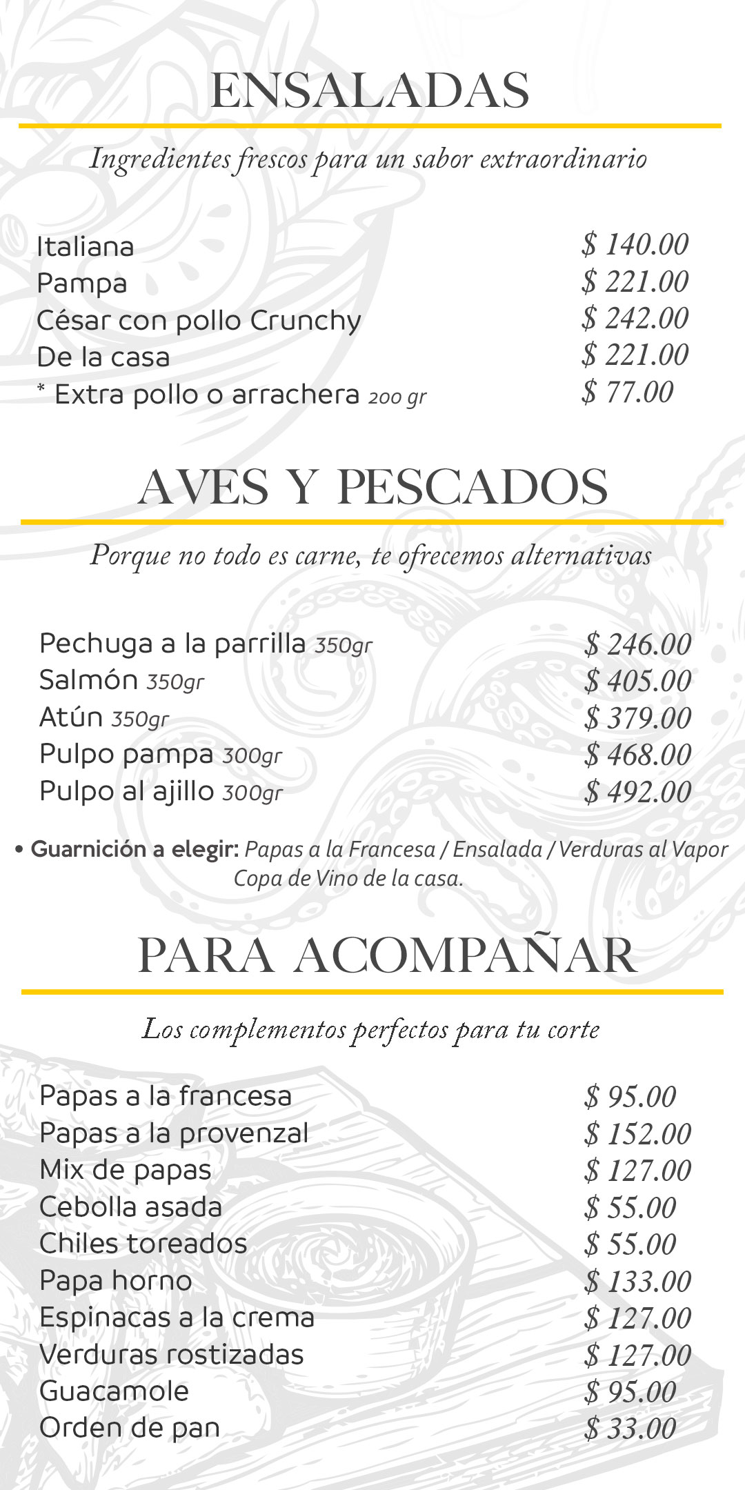 Menu La Pampa Argentina